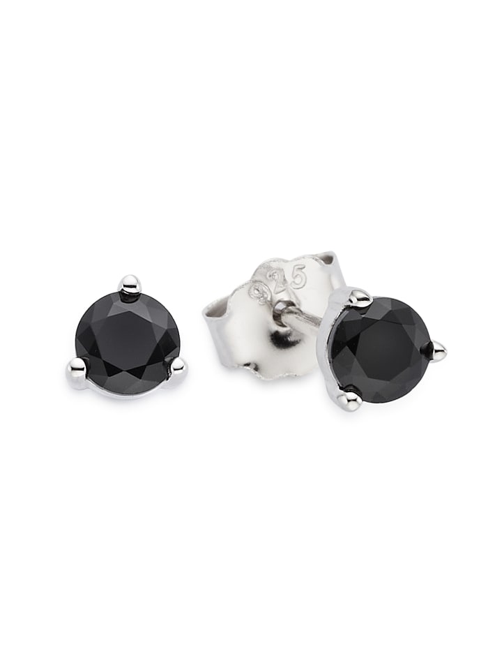 Paar Ohrstecker in silberfarben-schwarz