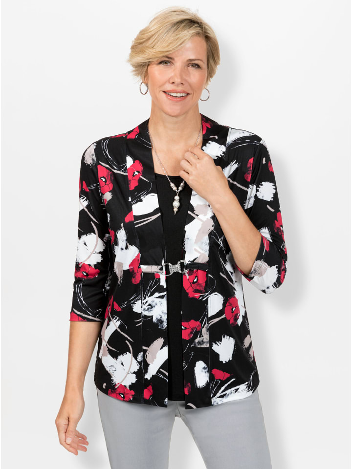 Shirt in schwarz-rot-bedruckt