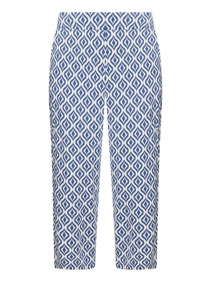 Marlene-Hose mit elastischem Bund in Blau/Weiß
