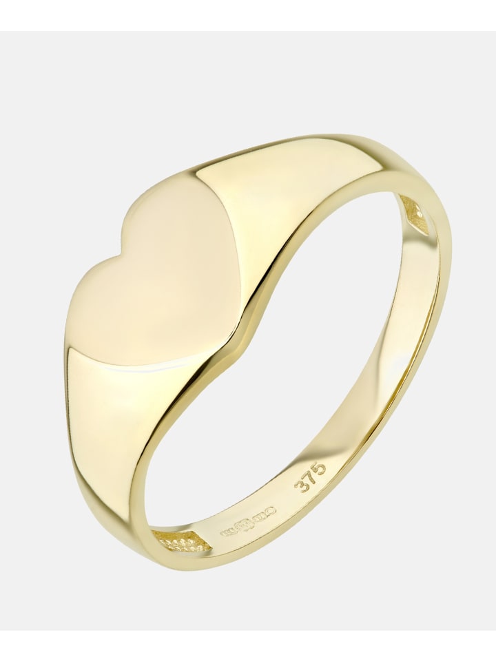 Siegelring aus 375 Gelbgold Herz-Design