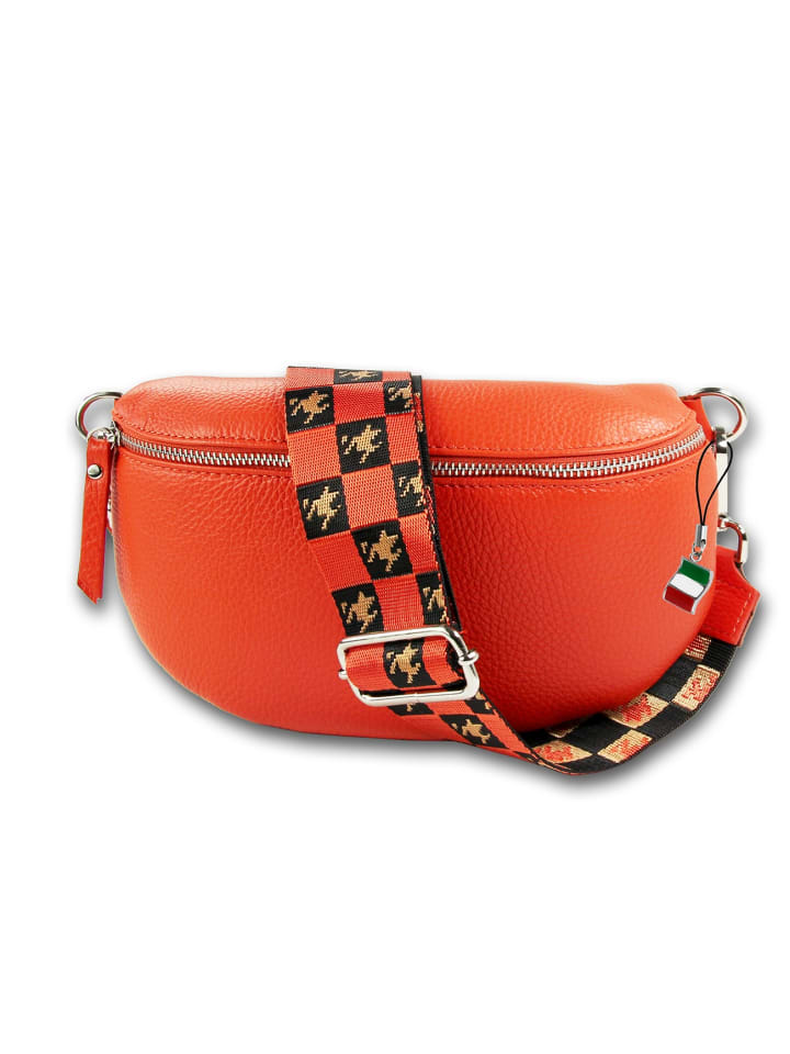 Leder Gürteltasche Florence Tasche orange ca. 25cm