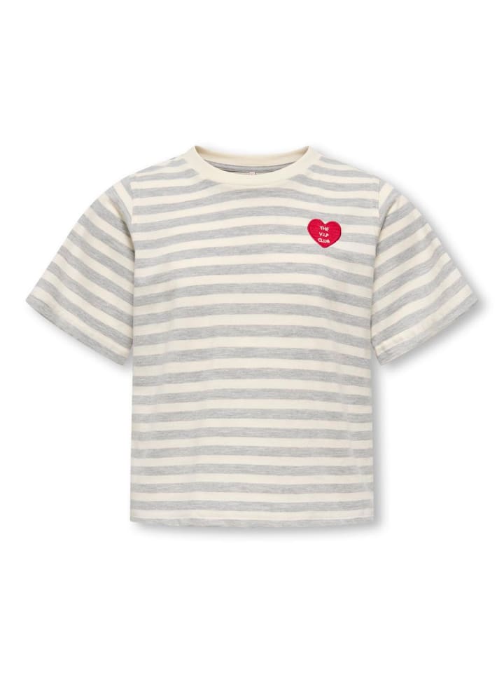 Gestreiftes T-Shirt mit Herz KOGLIVINA in light grey melange