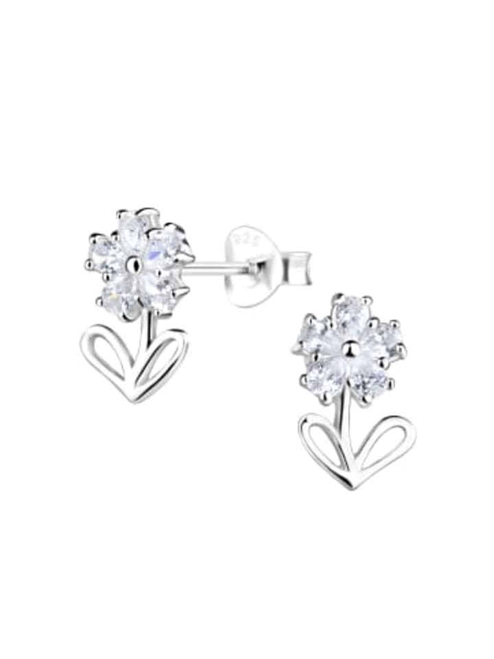 Ohrstecker BLUME und BLATT in 925 Sterling Silber, 2-tlg.