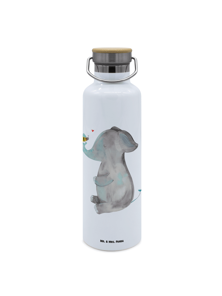 Wasserflasche Elefant Biene ohne Spruch in Weiß