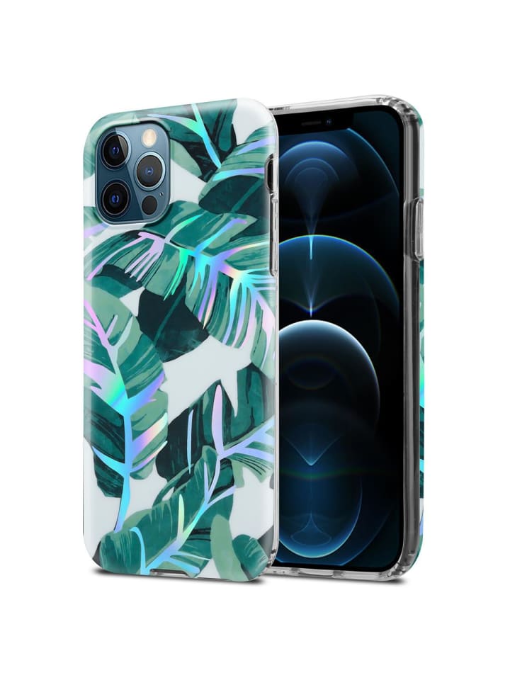 Hülle für Apple iPhone 12 PRO MAX Blumen Muster in BANANENBLÄTTER