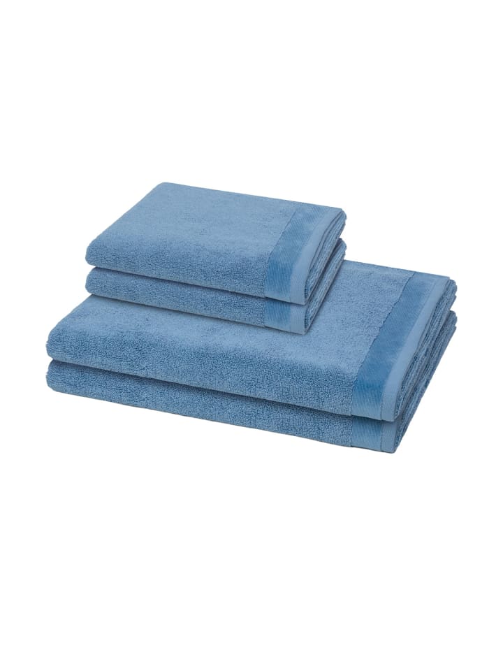2 X Handtuch 2 X Duschtuch im Set Premium in Cornflower