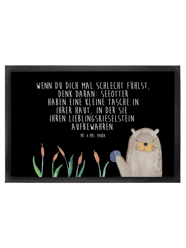 Fußmatte Otter Stein mit Spruch in Schwarz