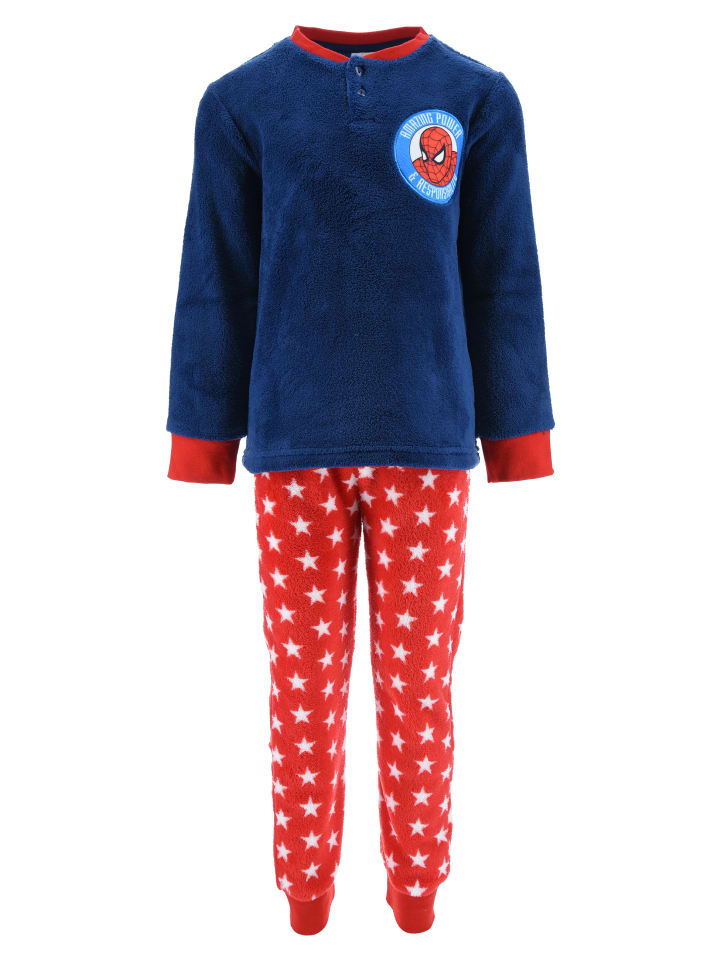 2tlg. Outfit: Schlafanzug Pyjama Langarmshirt und Hose in Blau