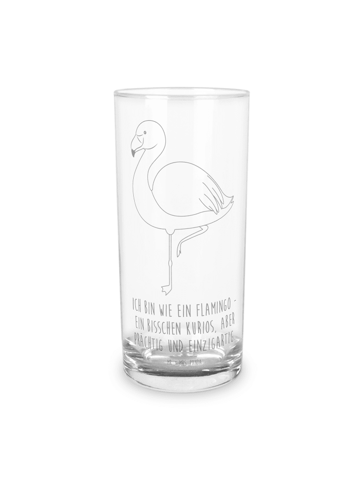 Glas Flamingo Classic mit Spruch in Transparent