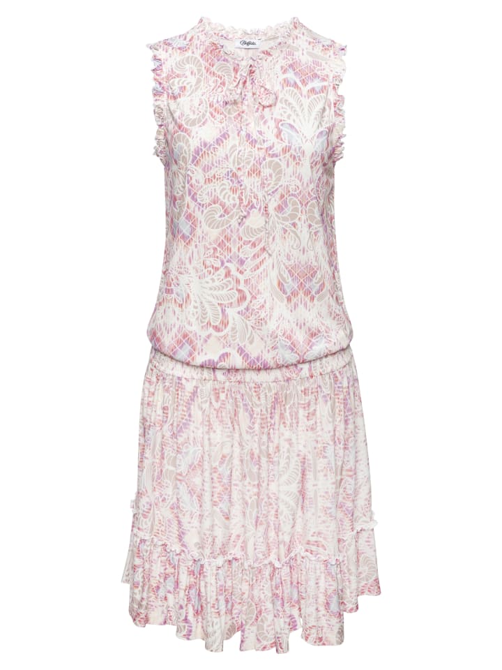Jerseykleid in creme-pink bedruckt