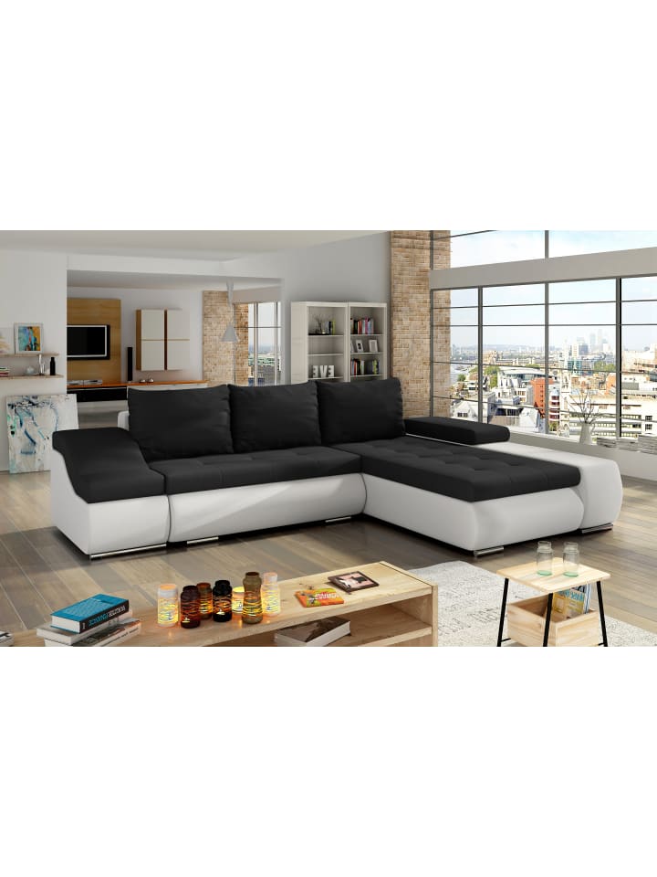 Onitaro Recamiere Rechts in Schwarz - (L) 200 x (B) 295 x (H) 82 cm