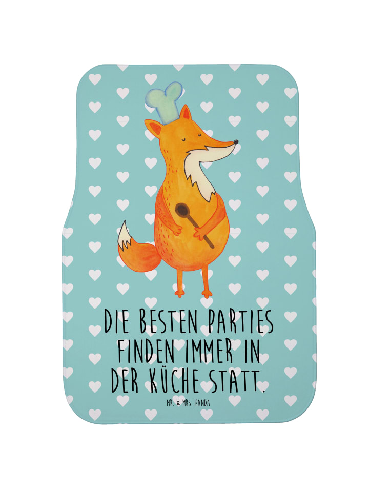Fußmatte Auto Fuchs Koch mit Spruch in Türkis Pastell