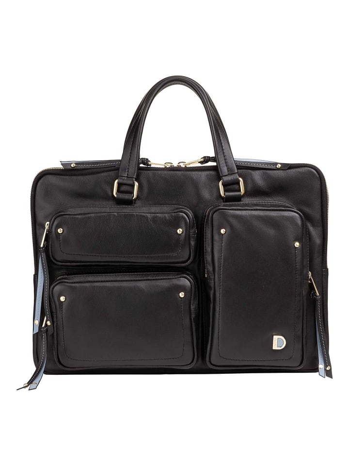 Pocket Aktentasche Leder 36 cm Laptopfach nero