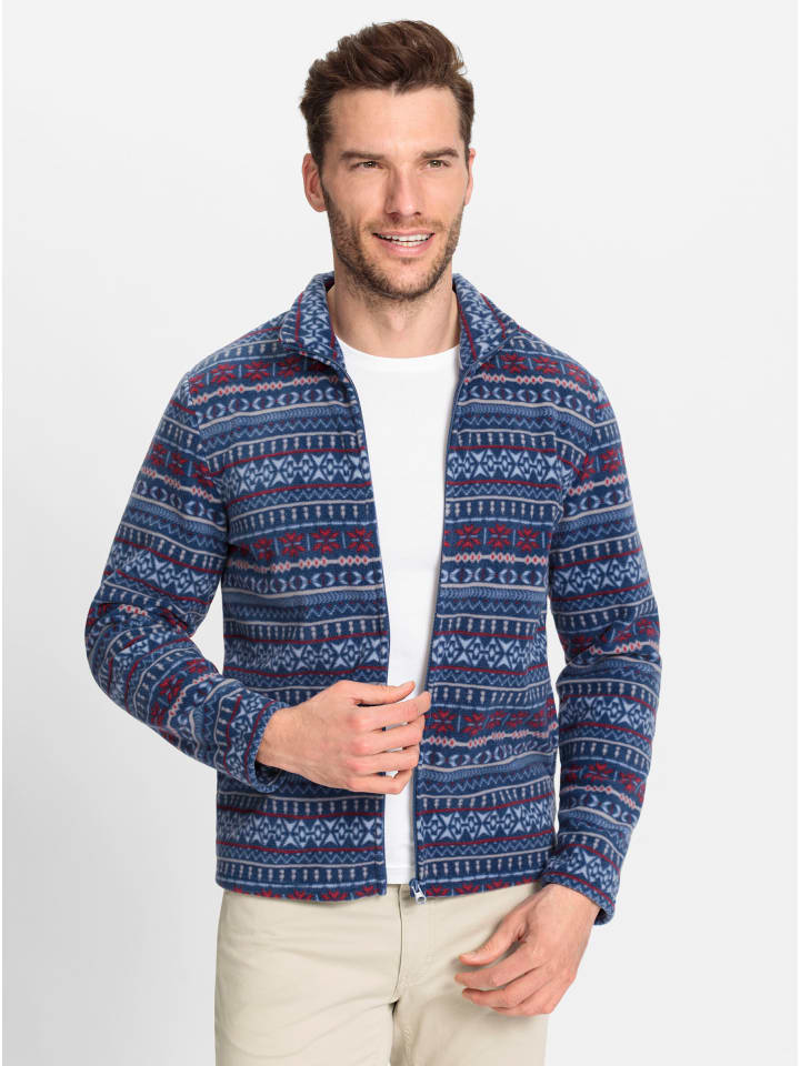 Fleece-Jacke in jeansblau-gemustert