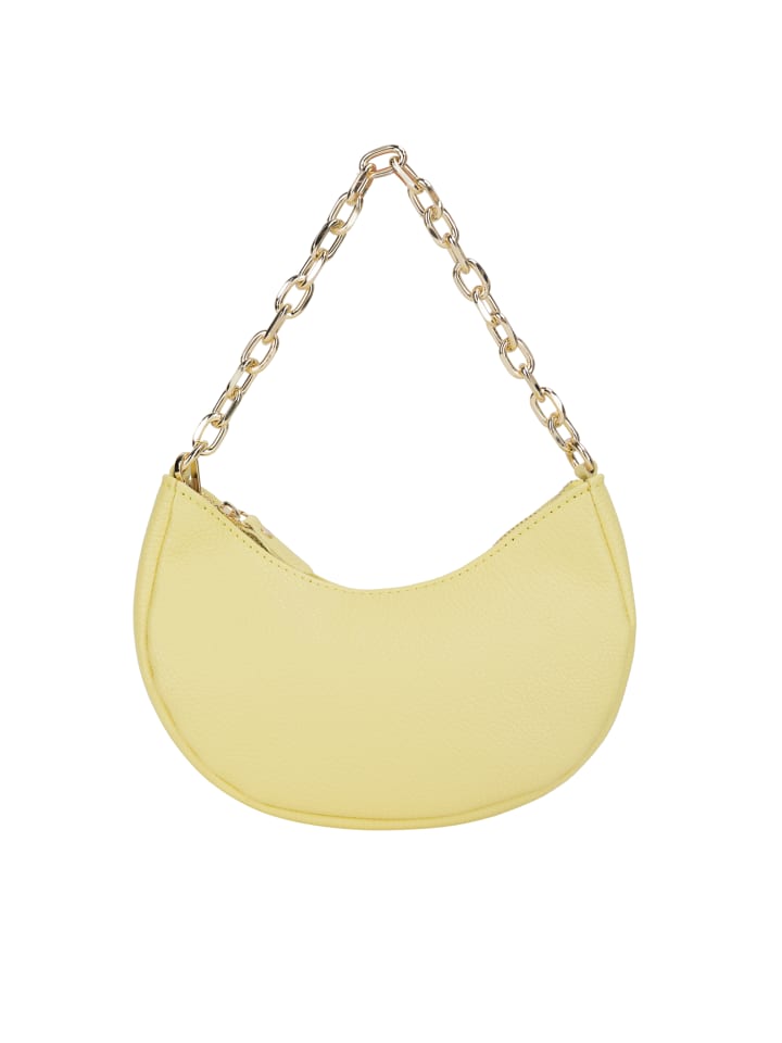 Damen Schultertasche Aus Leder in Zitron