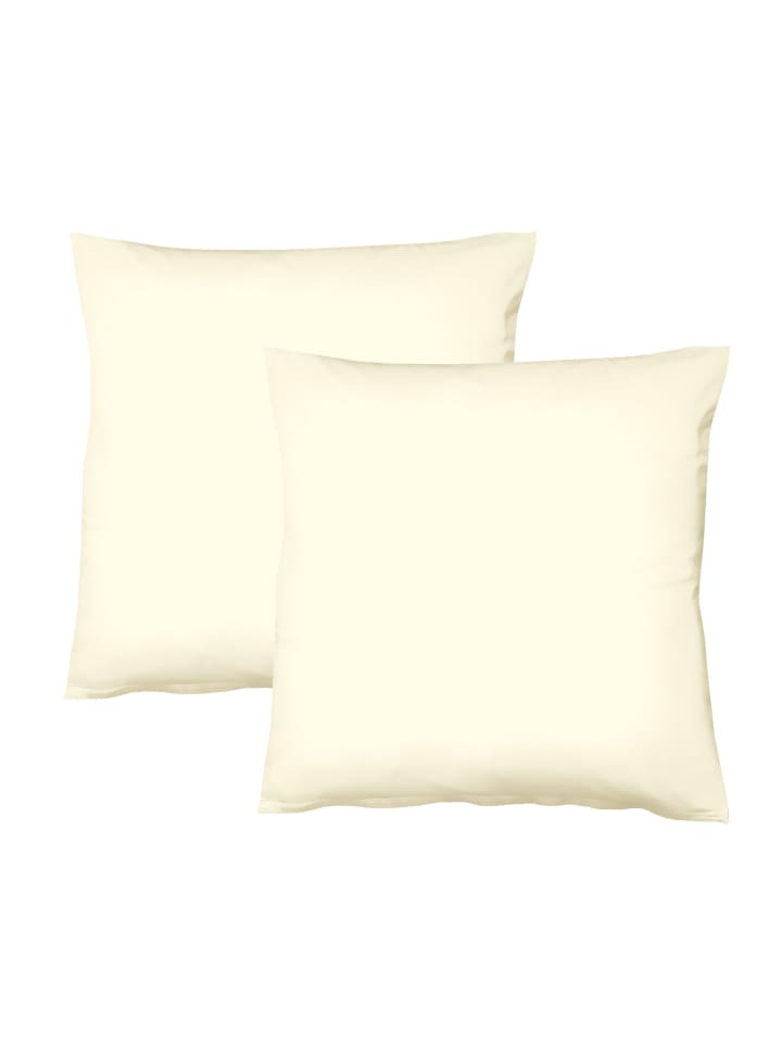 2er Set Renforcé Kissenhülle Kissenbezug in Beige