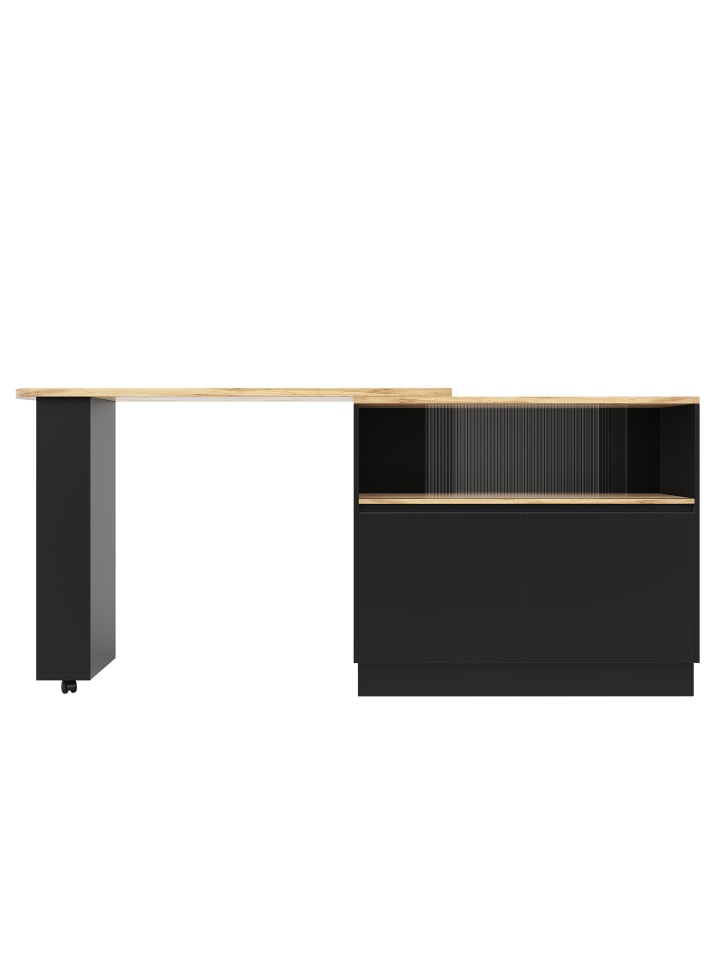 90 x 45 x 100 cm Um 360° Sideboard mit Ablageflächen, Schwarz
