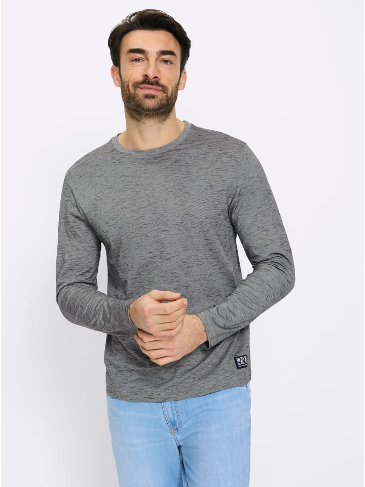 Langarm-Shirt in hellgrau-meliert