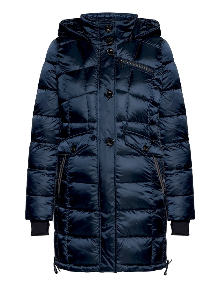Winterjacke mit abnehmbarer Kapuze in Dunkelblau