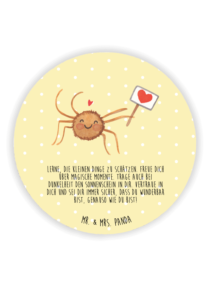 Magnet Spinne Agathe Motivation mit Spruch in Gelb Pastell