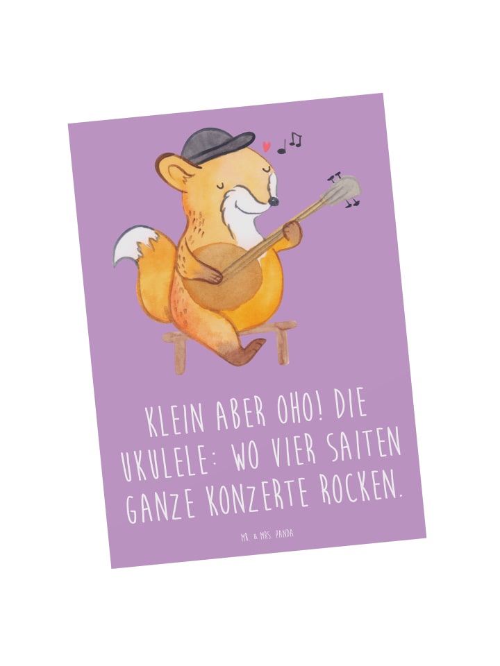 Postkarte Ukulele Magie mit Spruch in Lavendeltraum