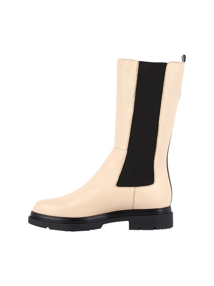Saddie-Lederstiefeletten Beige