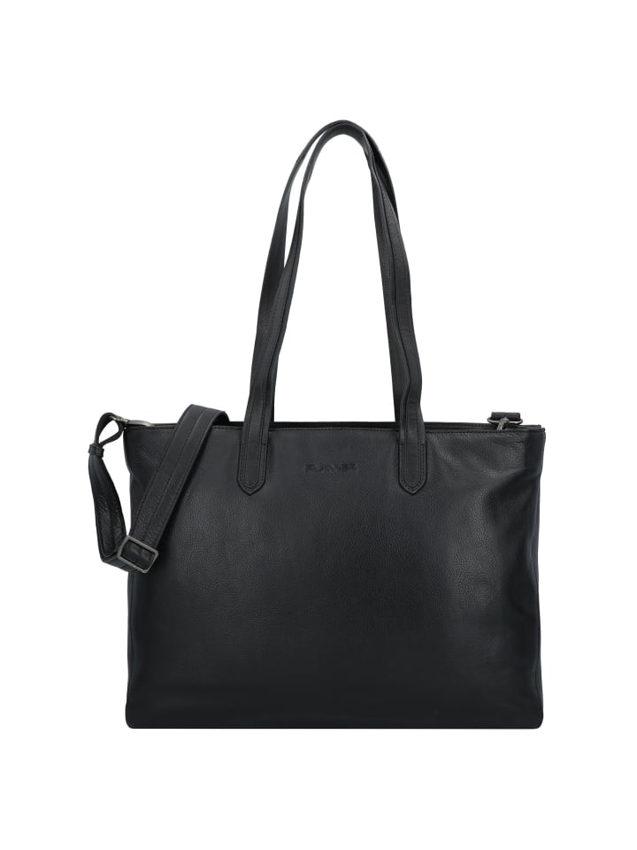 Power Shopper Tasche Leder 31 cm Laptopfach schwarz