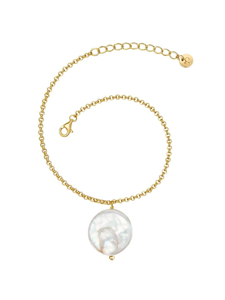Armband aus Sterling Silber mit Süßwasser-Zuchtperle in gelbgold