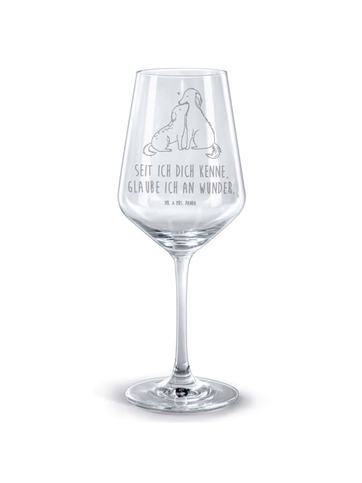 Glas für Rotwein Hunde Liebe mit Spruch in Transparent