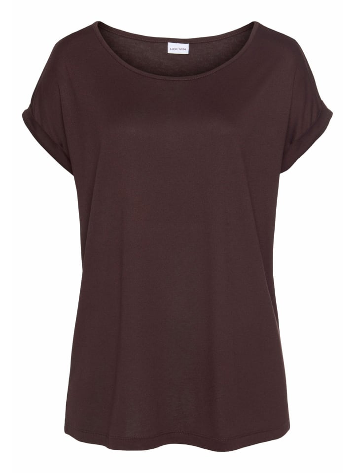 Kurzarmshirt in aubergine/burgunder