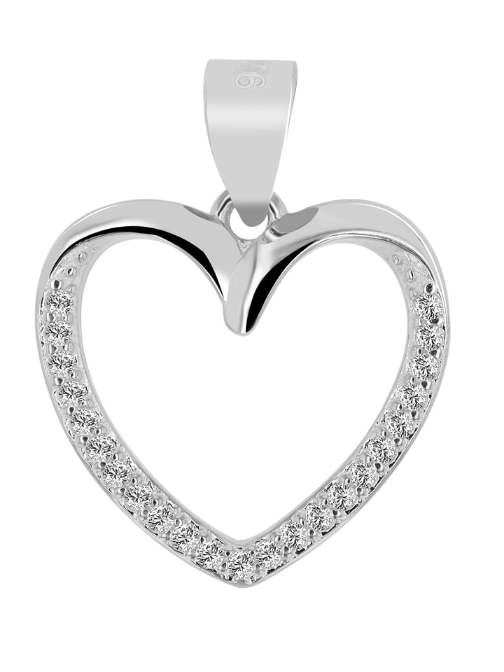 Damen Anhänger – Herzanhänger aus 925 Silber mit Zirkonia in silber