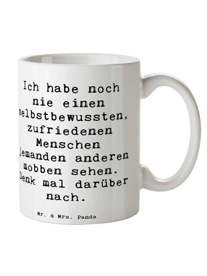 Tasse Mobbing bewältigen mit Spruch in Weiß