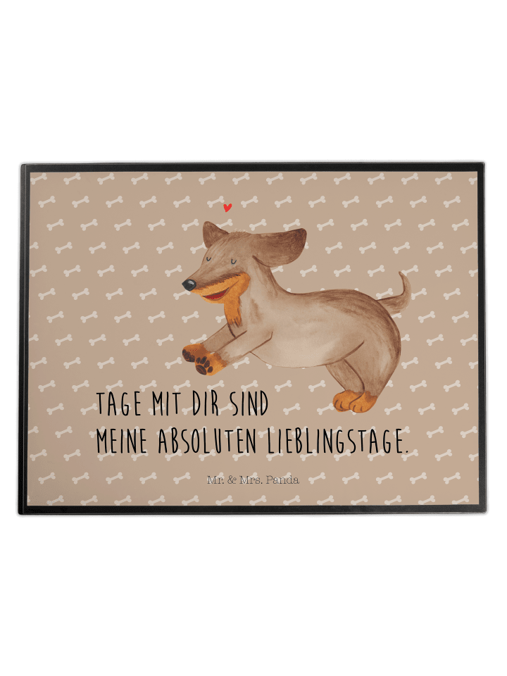 Schreibtischunterlage Hund Dackel mit Spruch in Hundeglück