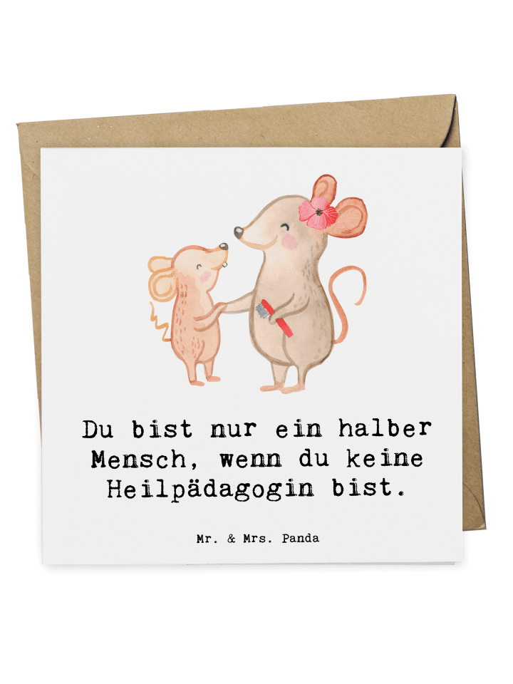 Deluxe Karte Heilpädagogin Herz mit Spruch in Weiß