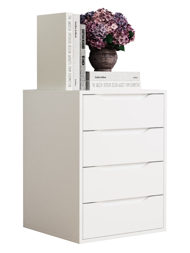 Holz Nachtschrank Nachttisch Schublade Malira L in Weiß / Weiß