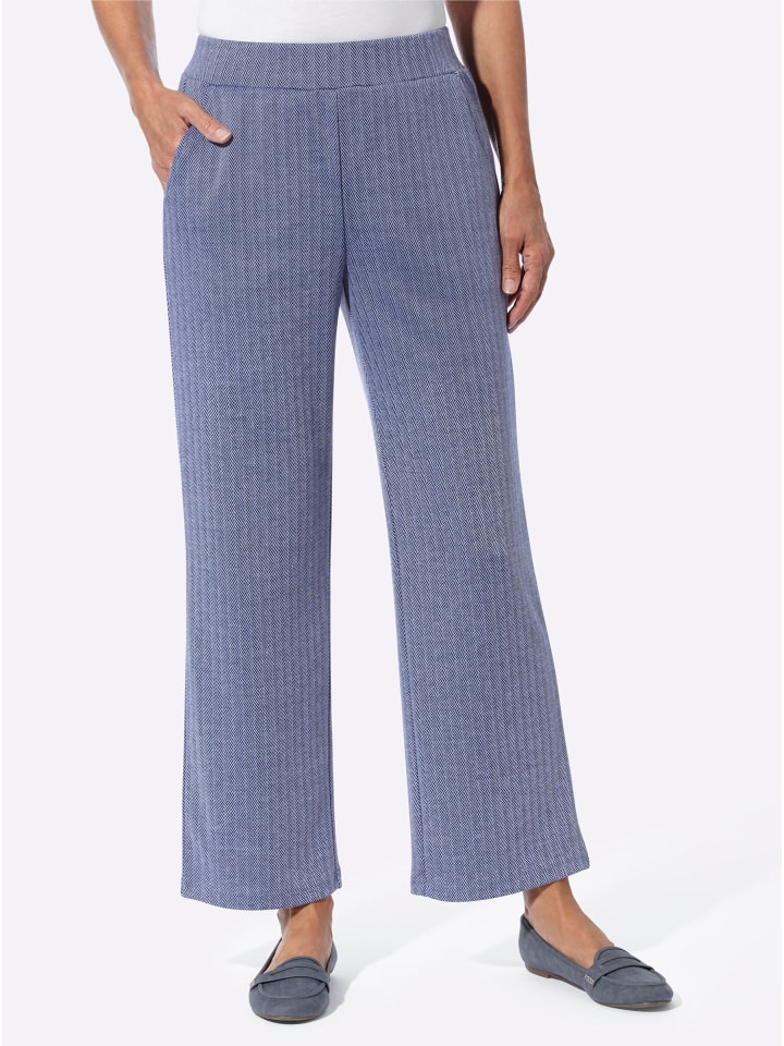 Jersey-Hose in marine-taubenblau-gemustert