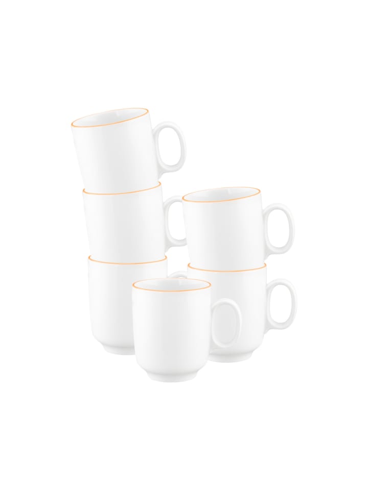 6er Set Becher mit Henkel Sento Home Pure Lines in 400 ml in Mango Orange