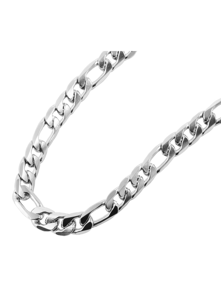 Herren Edelstahl Halskette Figarokette in silber