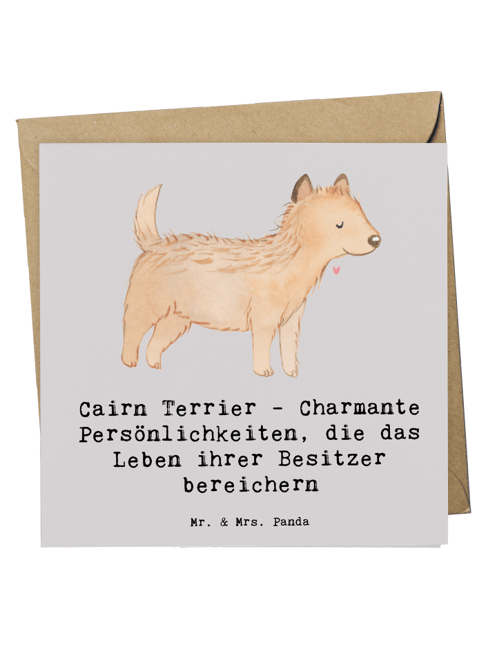 Deluxe Karte Cairn Terrier mit Spruch in Grau Pastell