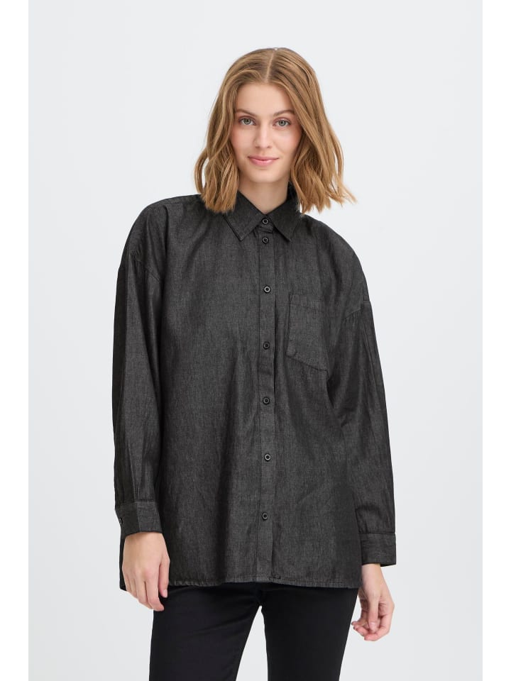 Hemd langarm IHBALLO Regular fit in Washed black