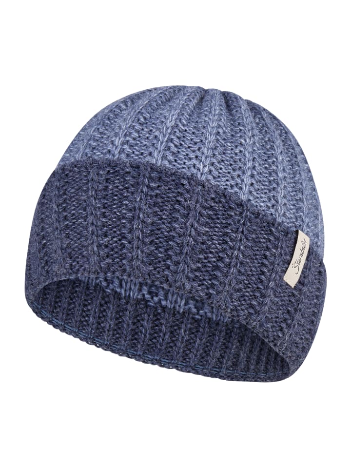 Strickmütze Rippenstrick in mittelblau