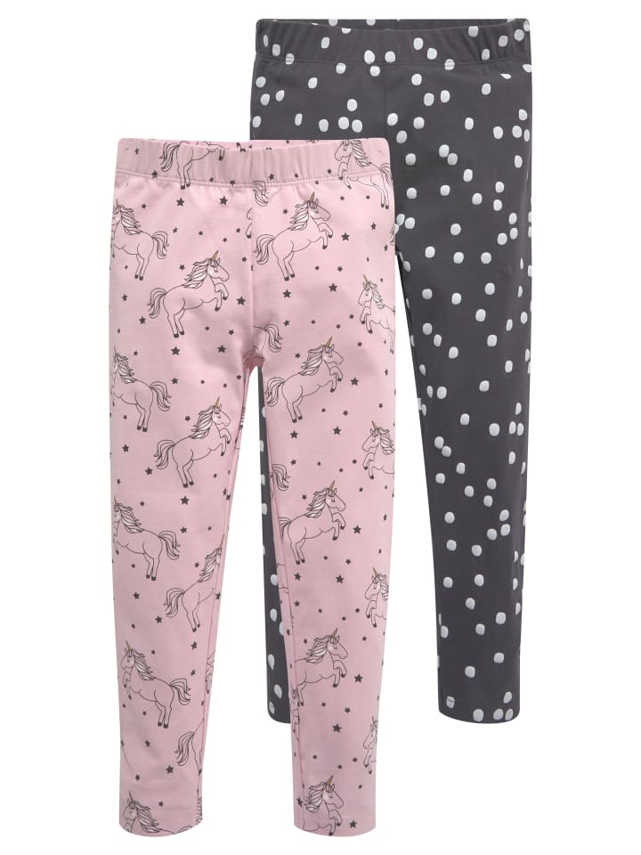 Leggings in rosa-gemustert/anthrazit-gepunktet