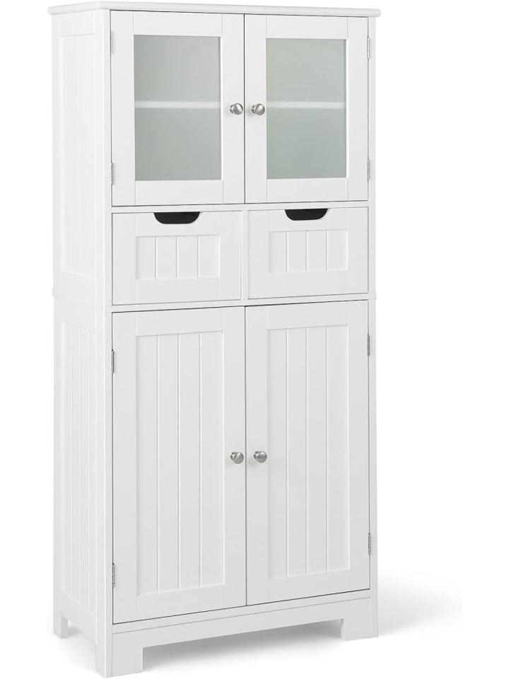 Badschrank mit 2 Schubladen in Weiß