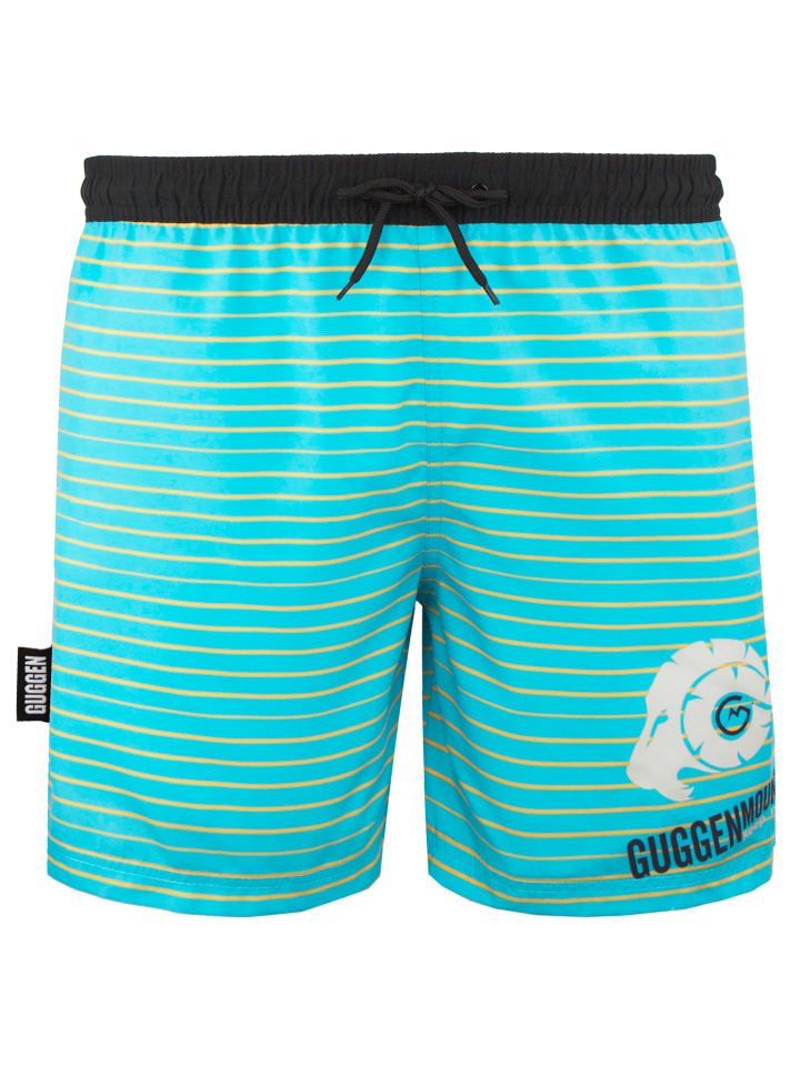 Badehose mit Muster Blau mit gelbe Streifen