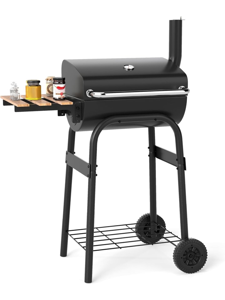 Holzkohlegrill Grillwagen 84,5 x 49 x 110,5 cm in Schwarz