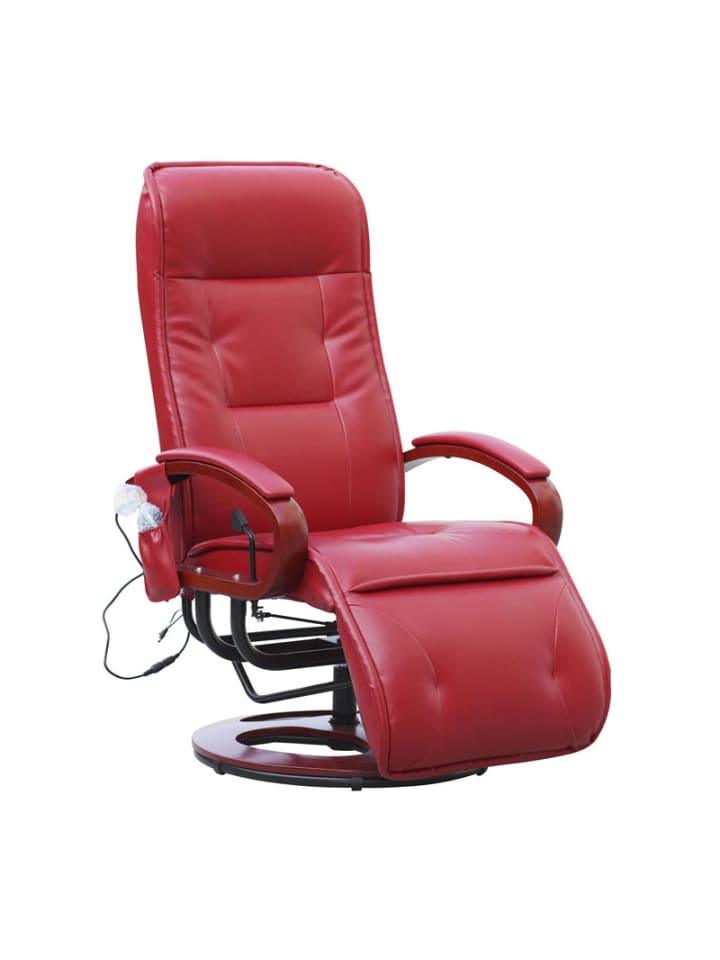 Relaxliege ARLES II mit Massage, Leder, rot