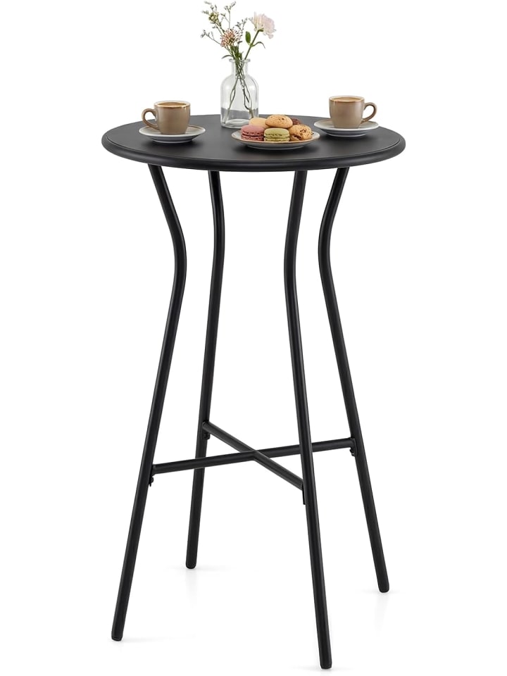 Bartisch Outdoor Garten Metall 55,5 x 55,5 x 93 cm in Schwarz