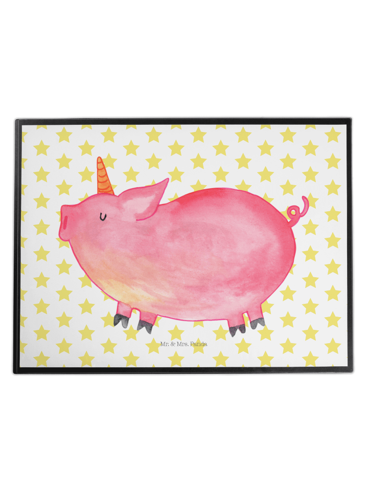 Schreibtischunterlage Einhorn Schwein ohne Spruch in Weiß
