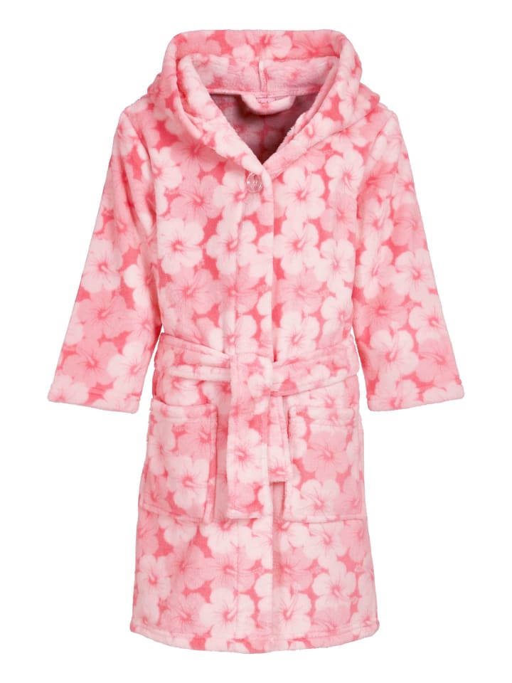 Fleece-Bademantel Hawaii in koralle