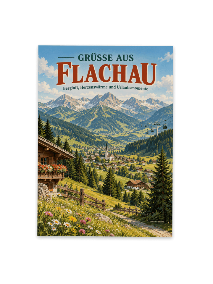Postkarte Berglandschaft nostalgisch Design mit... in Weiß